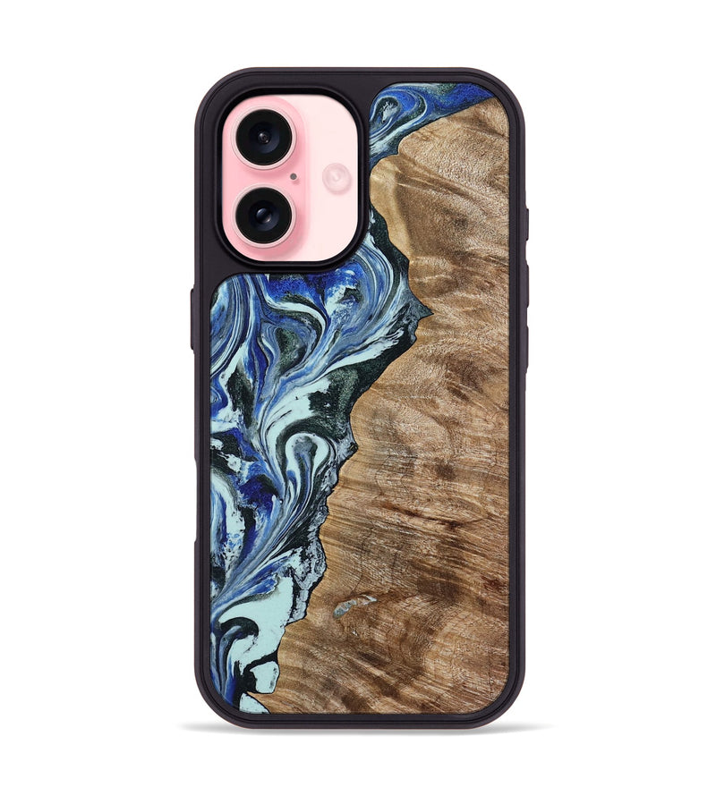 iPhone 16 Wood Phone Case - Patrica (Blue, 784032)
