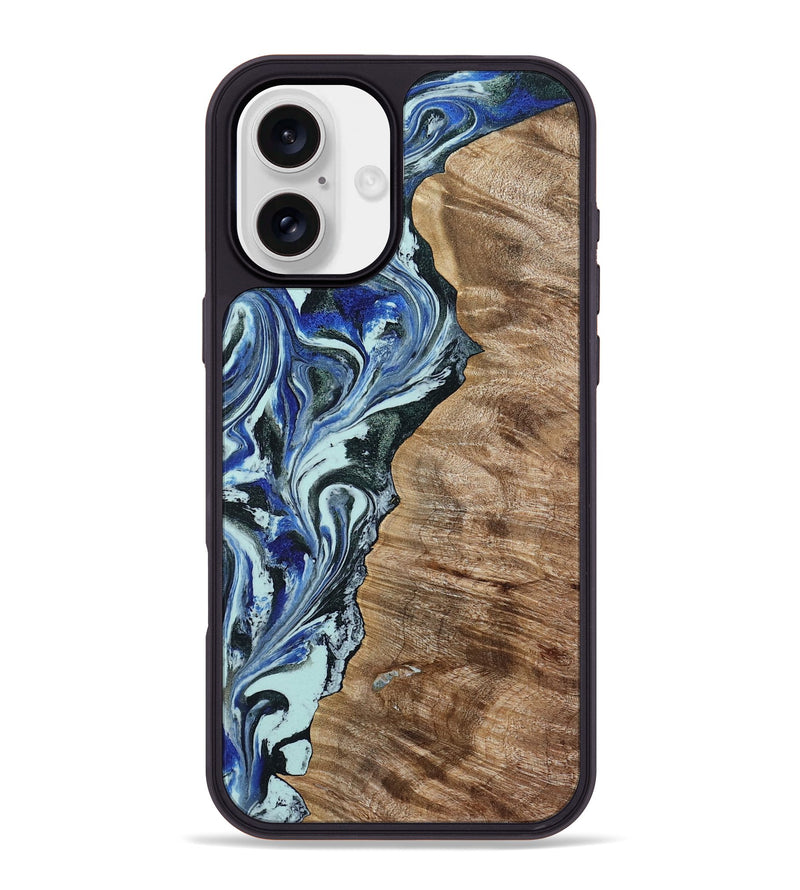 iPhone 16 Plus Wood Phone Case - Patrica (Blue, 784032)