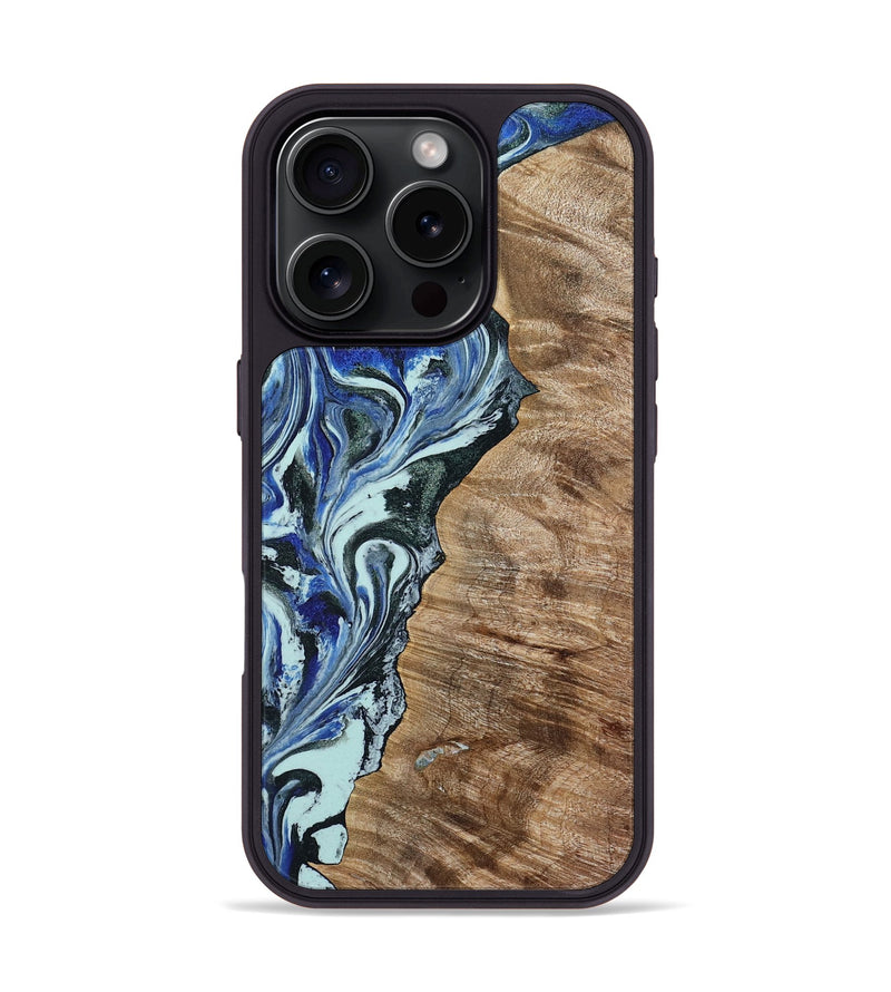 iPhone 16 Pro Wood Phone Case - Patrica (Blue, 784032)
