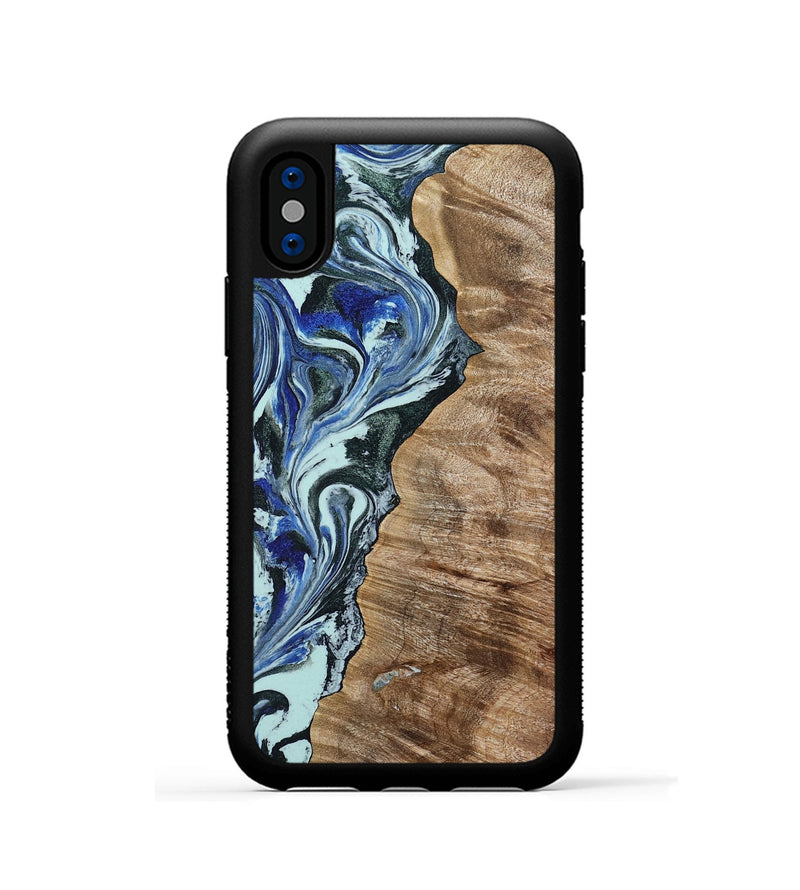 iPhone Xs Wood Phone Case - Patrica (Blue, 784032)