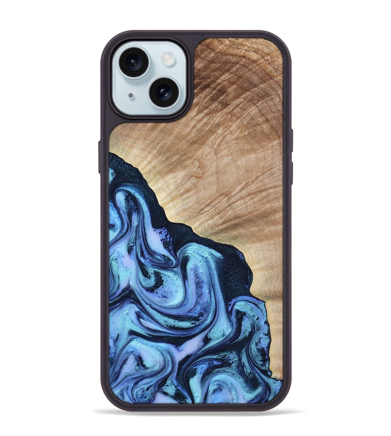 iPhone 15 Plus Wood Phone Case - Fran (Blue, 784115)