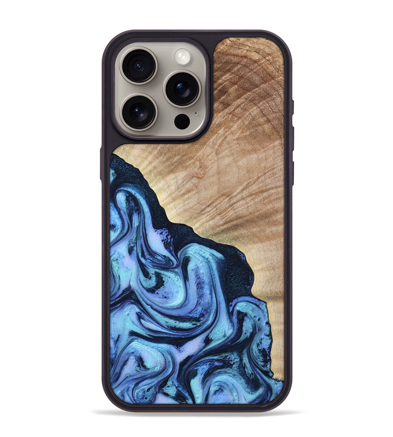 iPhone 15 Pro Max Wood Phone Case - Fran (Blue, 784115)