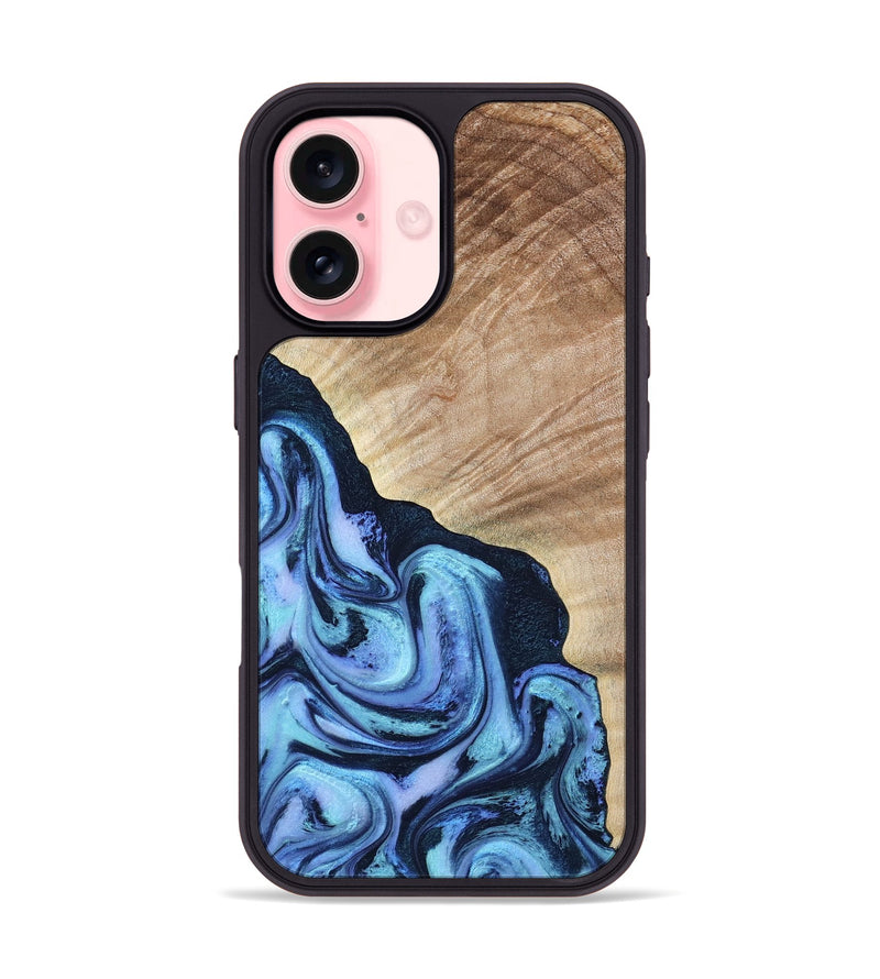 iPhone 16 Wood Phone Case - Fran (Blue, 784115)