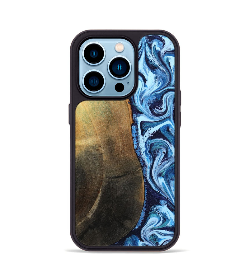 iPhone 14 Pro Wood Phone Case - Keshawn (Blue, 784130)