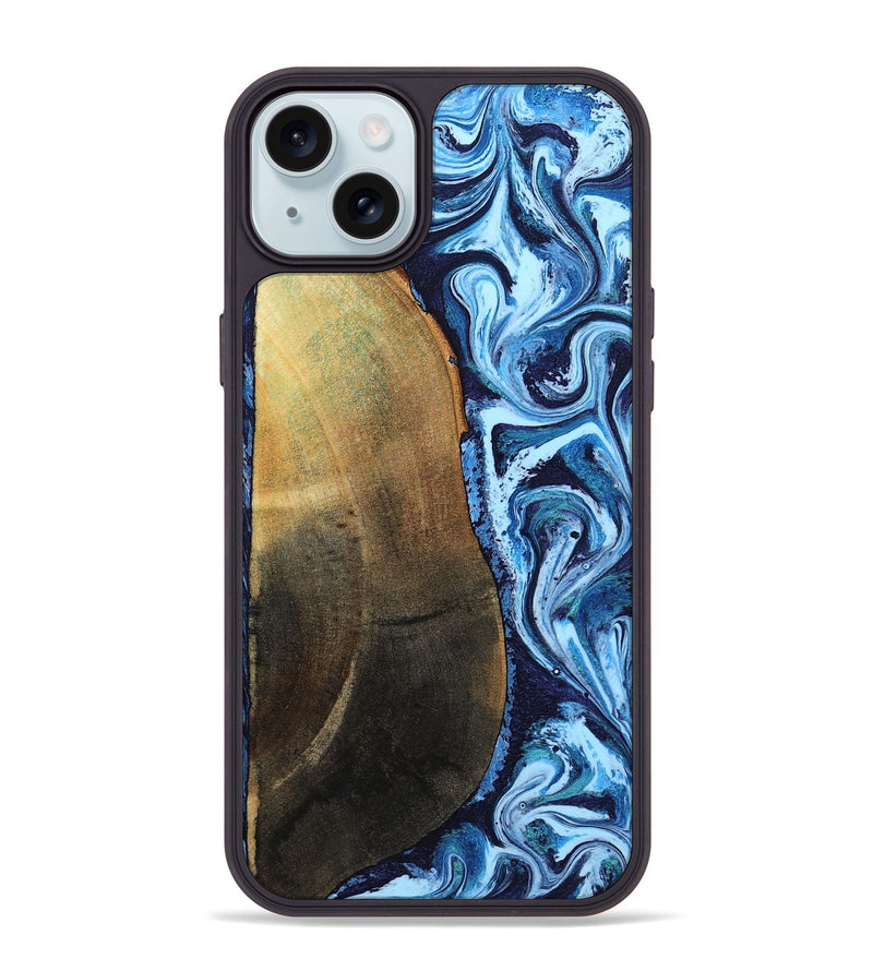 iPhone 15 Plus Wood Phone Case - Keshawn (Blue, 784130)