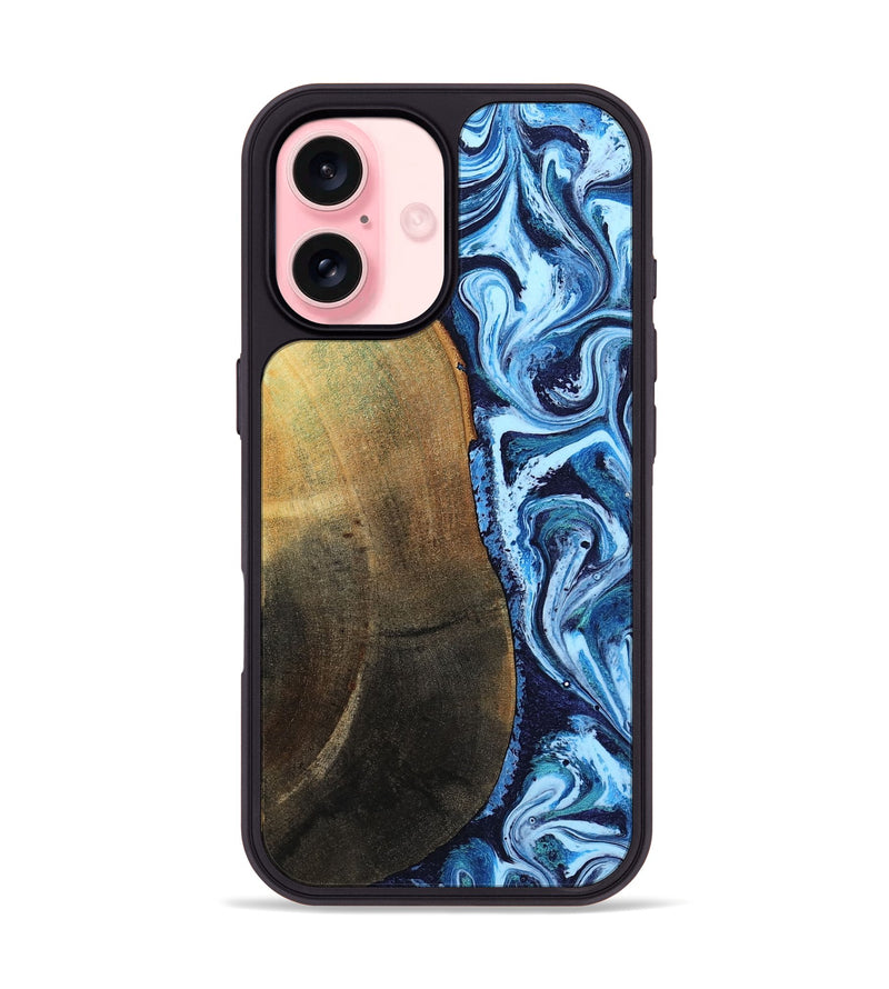 iPhone 16 Wood Phone Case - Keshawn (Blue, 784130)