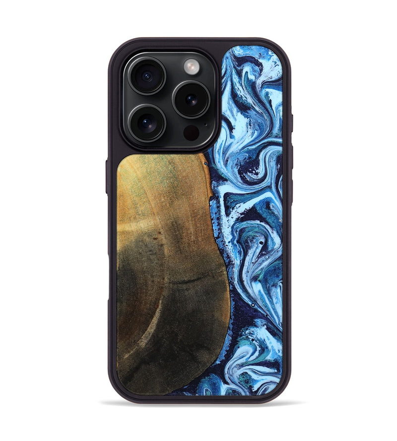 iPhone 16 Pro Wood Phone Case - Keshawn (Blue, 784130)
