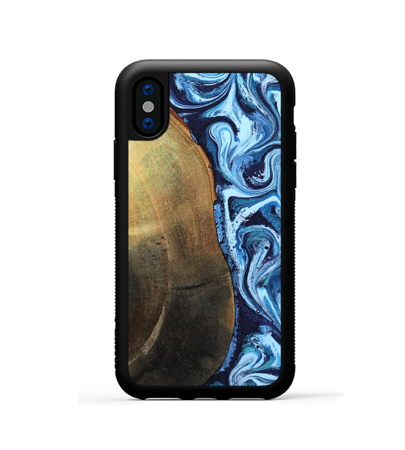 iPhone Xs Wood Phone Case - Keshawn (Blue, 784130)