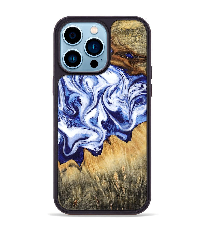 iPhone 14 Pro Max Wood Phone Case - Freeman (Blue, 784138)