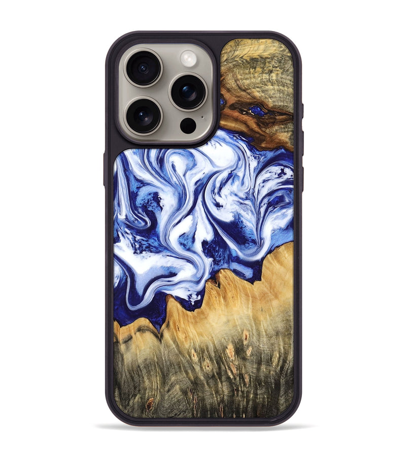 iPhone 15 Pro Max Wood Phone Case - Freeman (Blue, 784138)