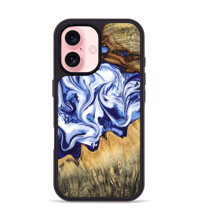 iPhone 16 Wood Phone Case - Freeman (Blue, 784138)