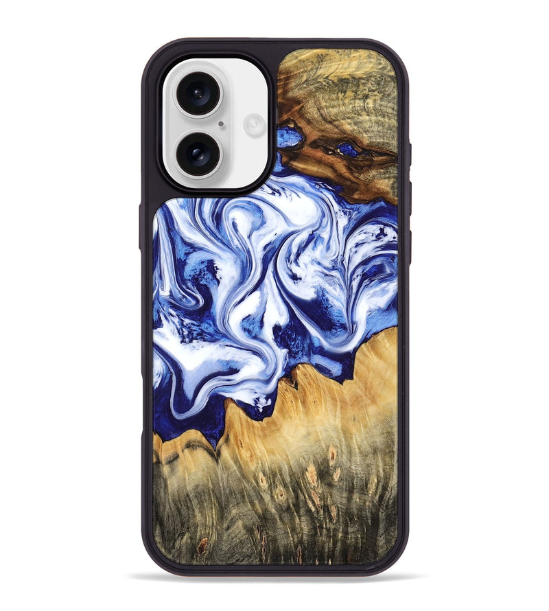 iPhone 16 Plus Wood Phone Case - Freeman (Blue, 784138)