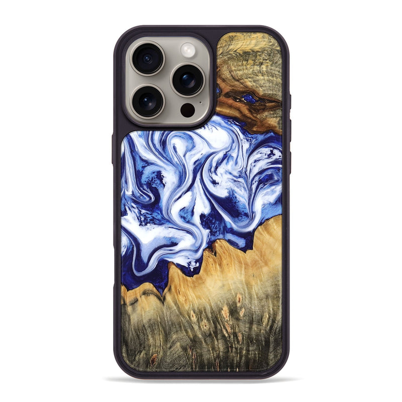 iPhone 16 Pro Max Wood Phone Case - Freeman (Blue, 784138) - Carved