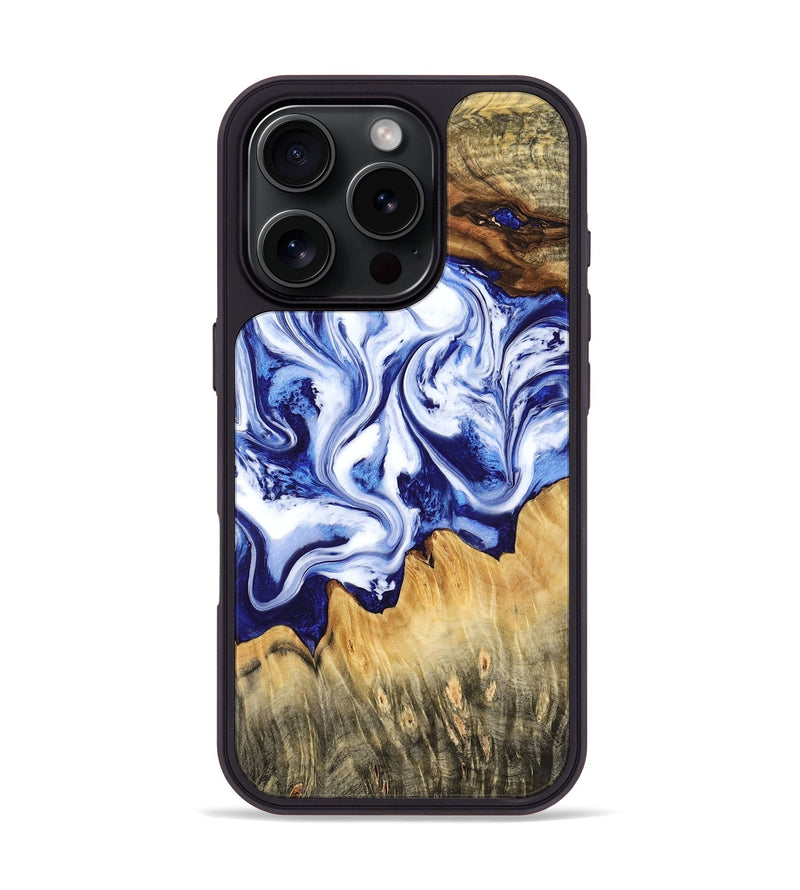 iPhone 16 Pro Wood Phone Case - Freeman (Blue, 784138)