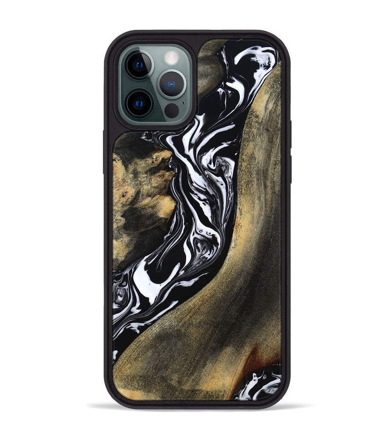 iPhone 12 Pro Max Wood Phone Case - Emelia (Black & White, 784354)