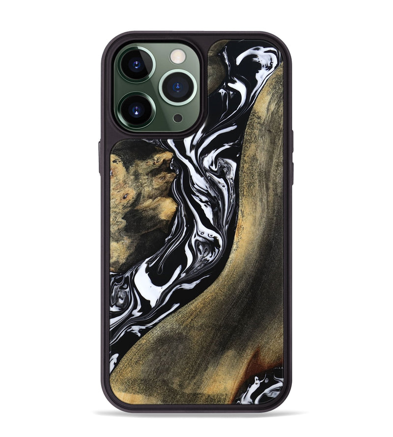 iPhone 13 Pro Max Wood Phone Case - Emelia (Black & White, 784354)