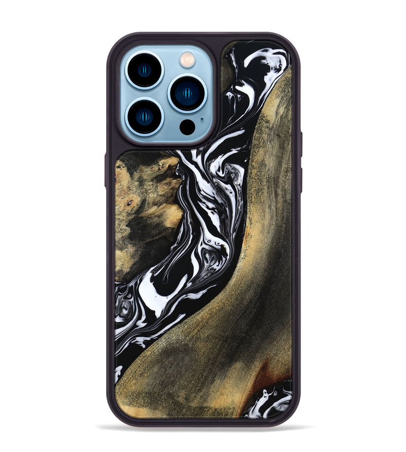 iPhone 14 Pro Max Wood Phone Case - Emelia (Black & White, 784354)