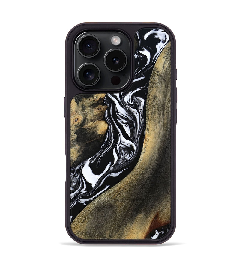 iPhone 16 Pro Wood Phone Case - Emelia (Black & White, 784354)