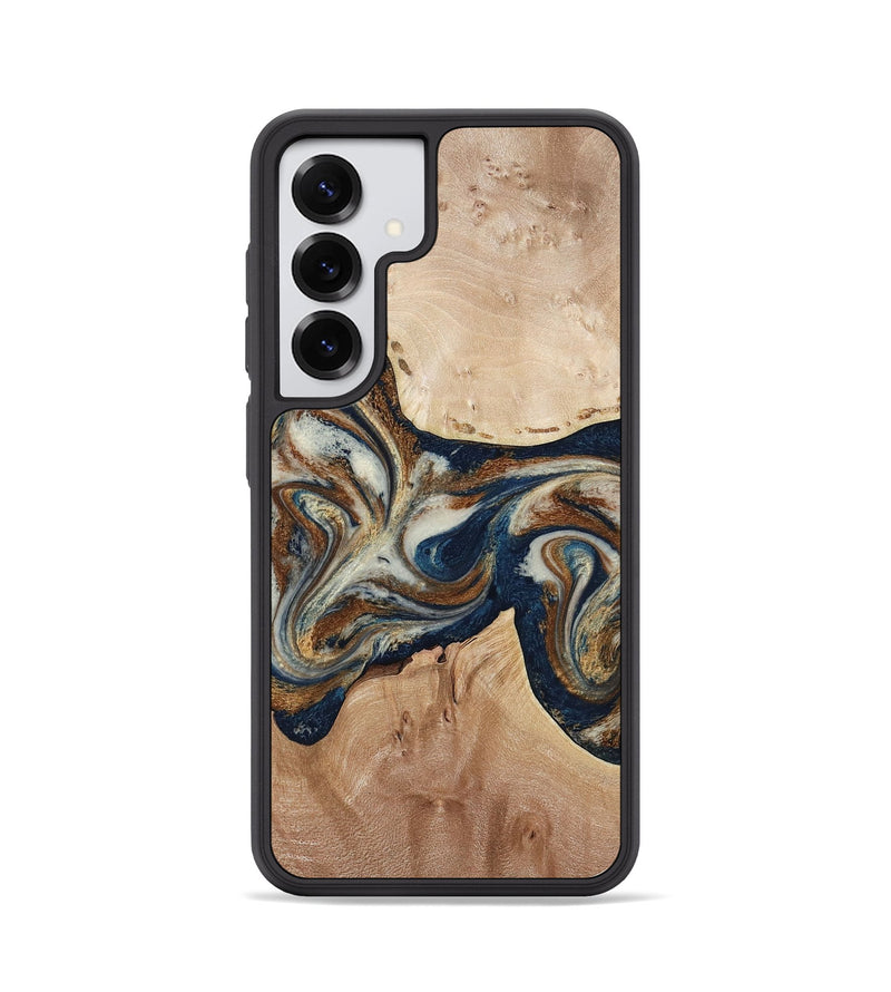 Galaxy S25 Wood Phone Case - Aaden (Teal & Gold, 784385)