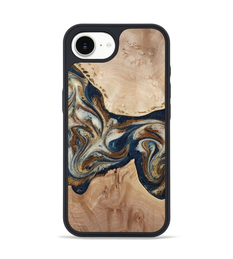 iPhone 16e Wood Phone Case - Aaden (Teal & Gold, 784385)