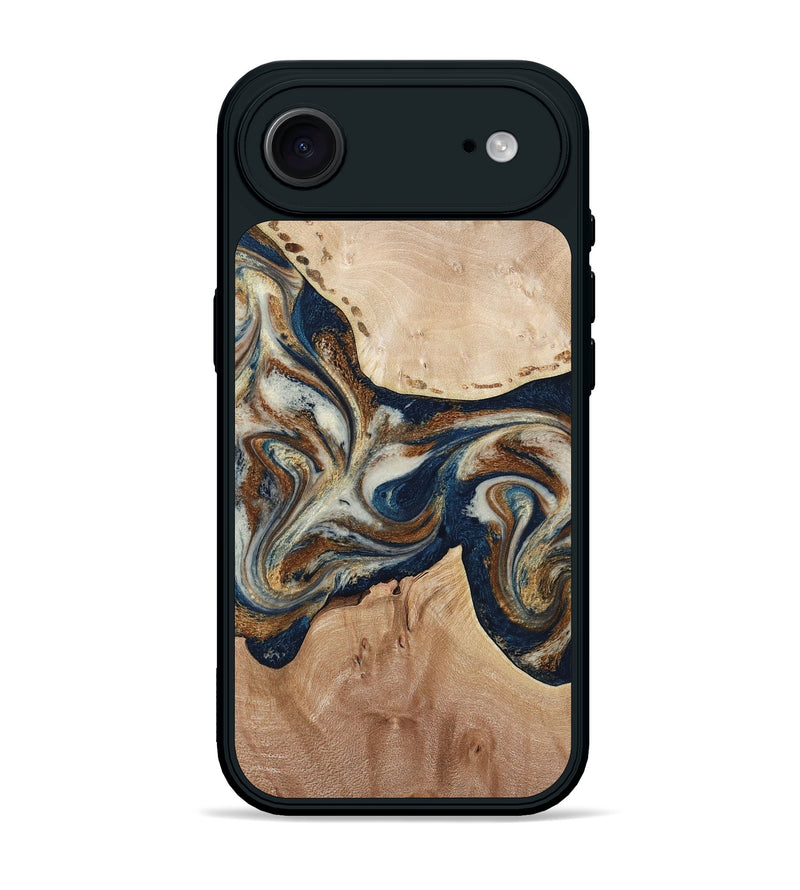 iPhone 17 Air Wood Phone Case - Aaden (Teal & Gold, 784385)