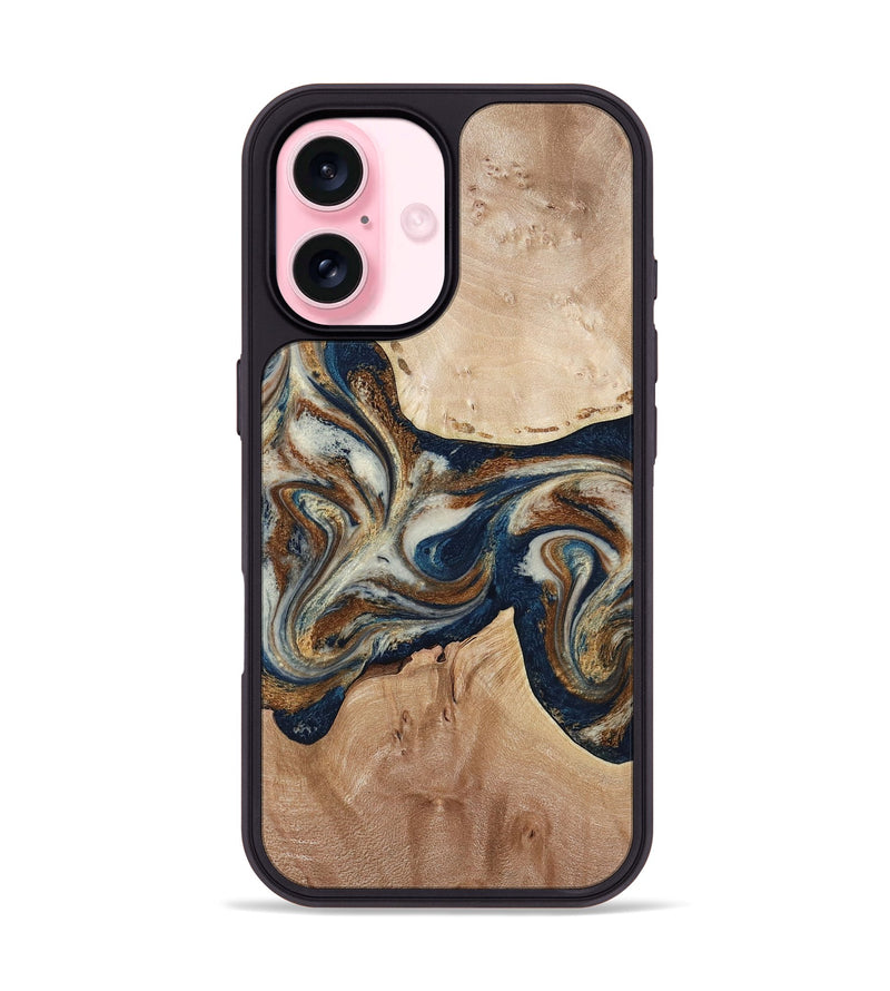 iPhone 17 Wood Phone Case - Aaden (Teal & Gold, 784385)