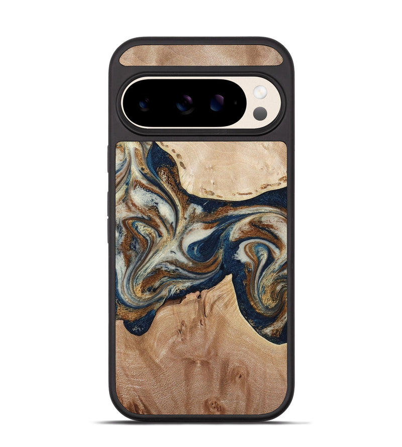 Pixel 10 Wood Phone Case - Aaden (Teal & Gold, 784385)
