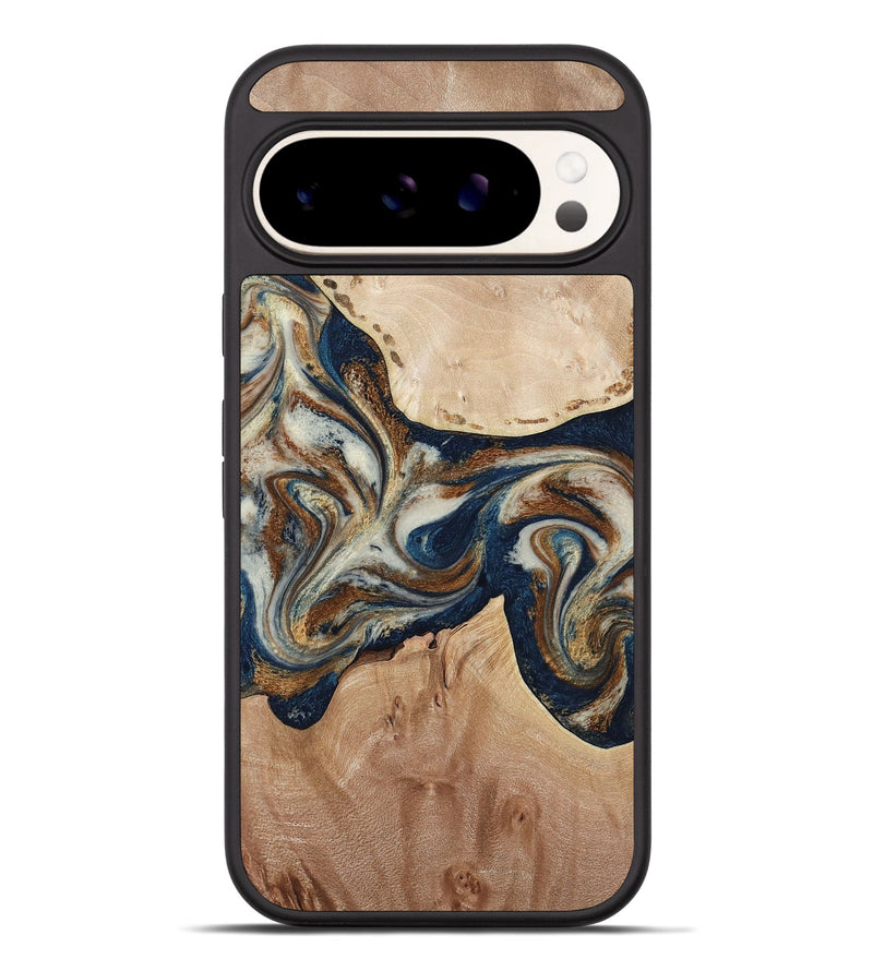 Pixel 9 Pro XL Wood Phone Case - Aaden (Teal & Gold, 784385)