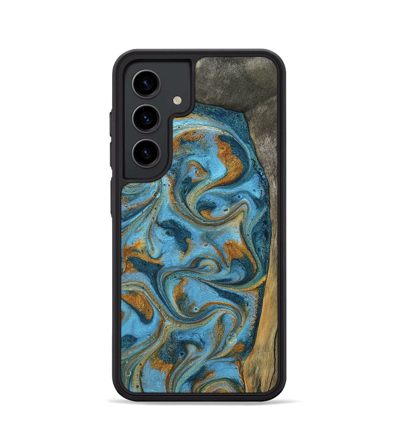 Galaxy S24 Wood Phone Case - Denisse (Teal & Gold, 784386)
