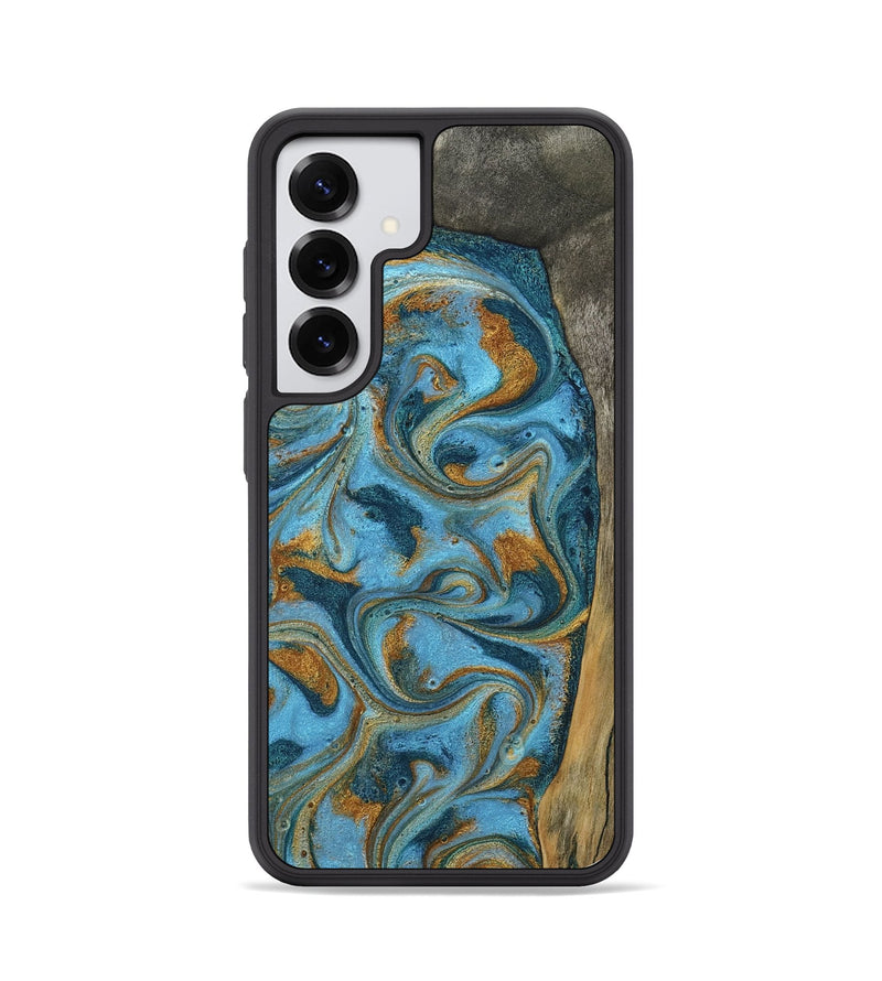 Galaxy S25 Wood Phone Case - Denisse (Teal & Gold, 784386)