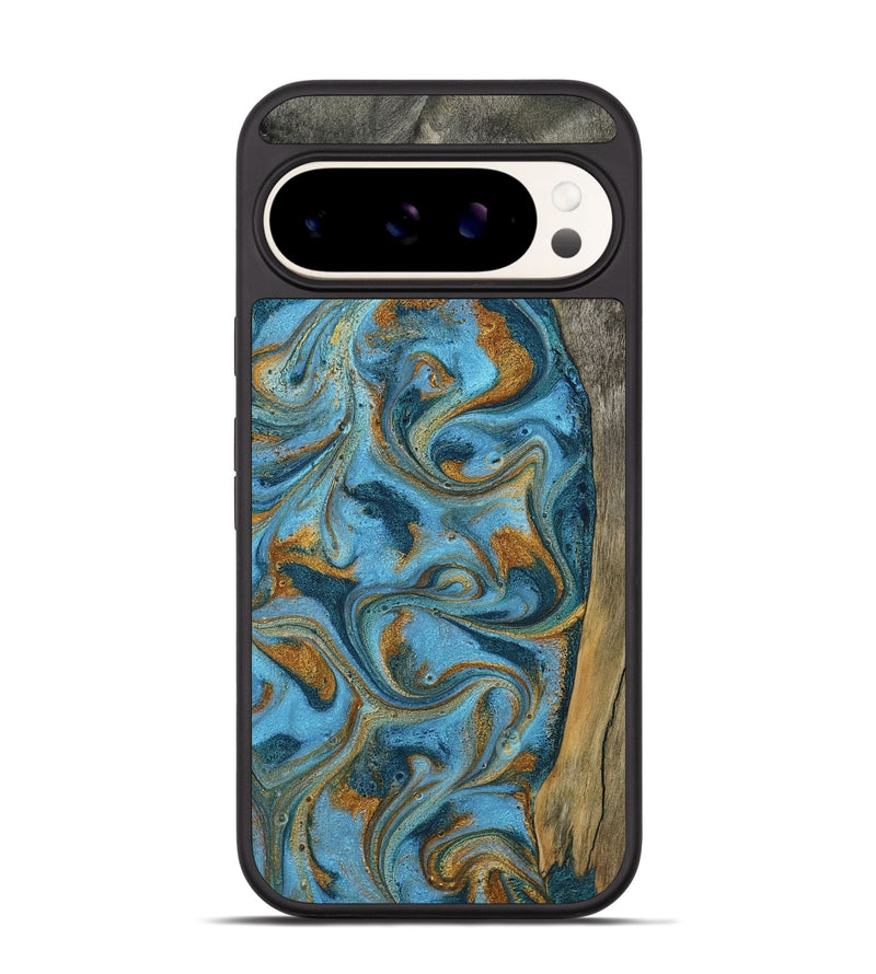 Pixel 9 Pro Wood Phone Case - Denisse (Teal & Gold, 784386)