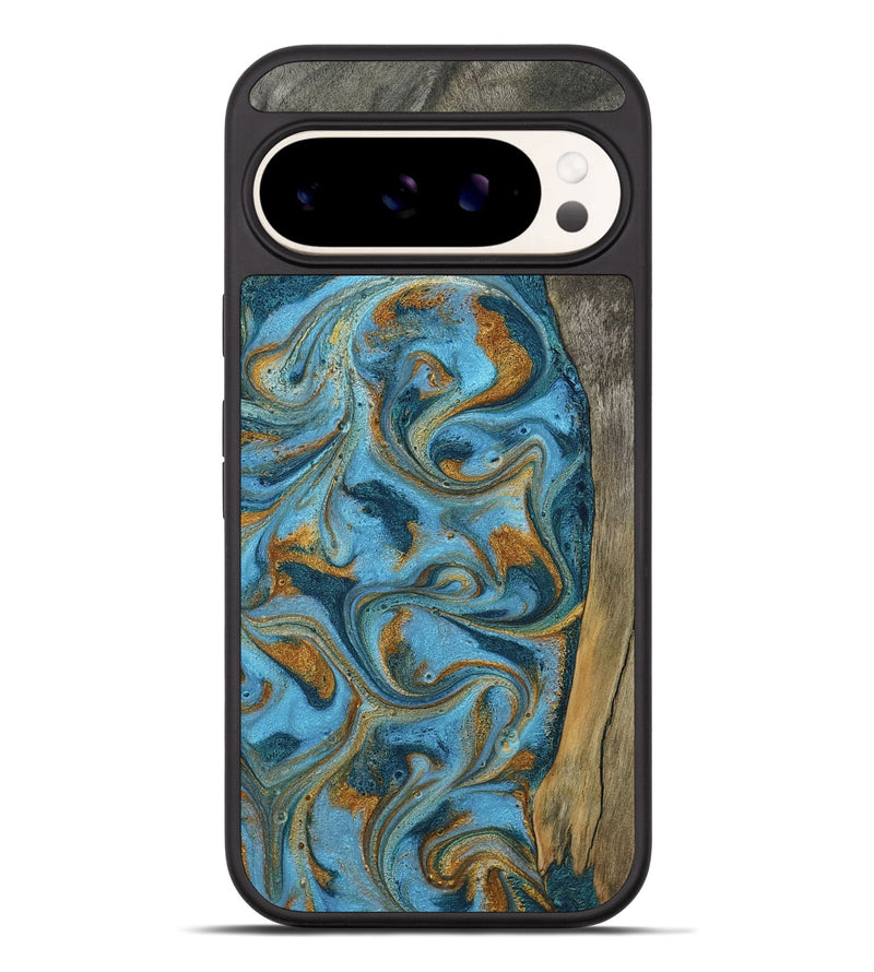 Pixel 9 Pro XL Wood Phone Case - Denisse (Teal & Gold, 784386)