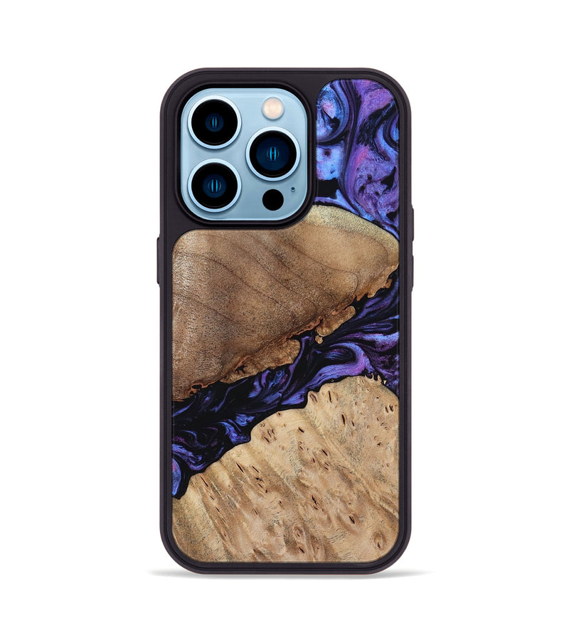 iPhone 14 Pro Wood Phone Case - Teena (Purple, 784395)