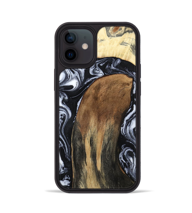 iPhone 12 Wood Phone Case - Iona (Black & White, 784440)