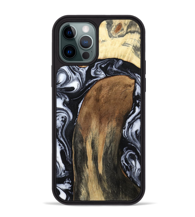 iPhone 12 Pro Max Wood Phone Case - Iona (Black & White, 784440)