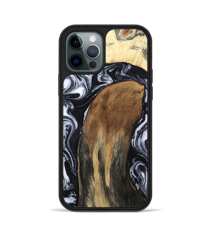 iPhone 12 Pro Wood Phone Case - Iona (Black & White, 784440)