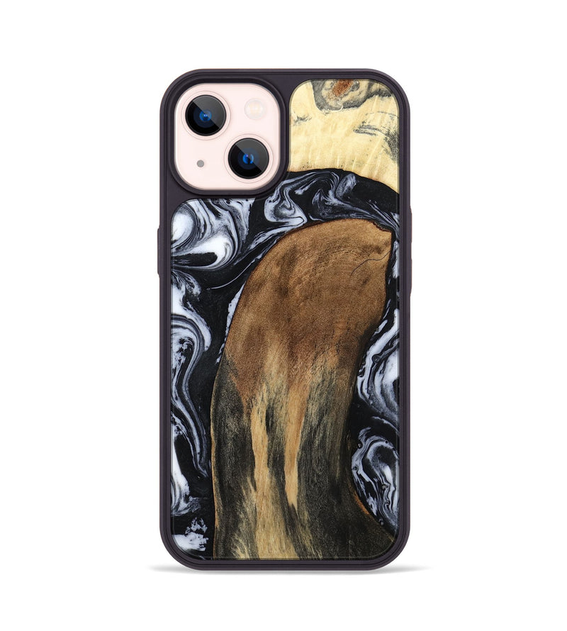 iPhone 14 Wood Phone Case - Iona (Black & White, 784440)