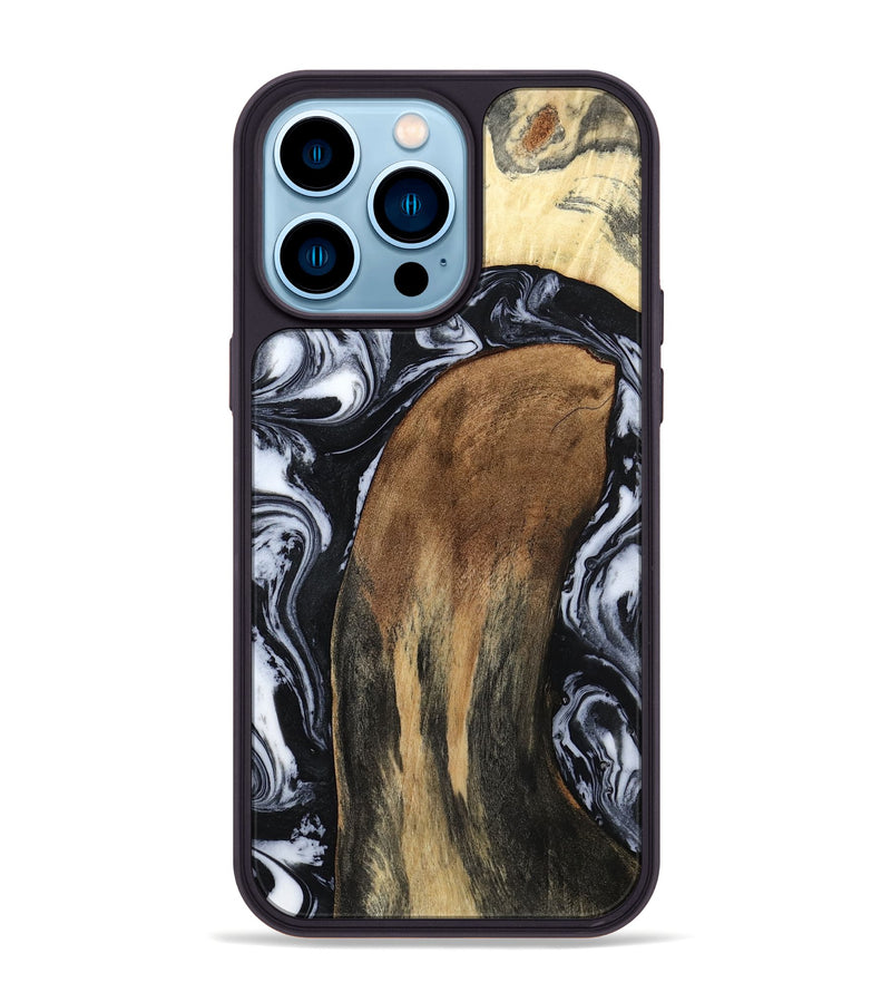 iPhone 14 Pro Max Wood Phone Case - Iona (Black & White, 784440)