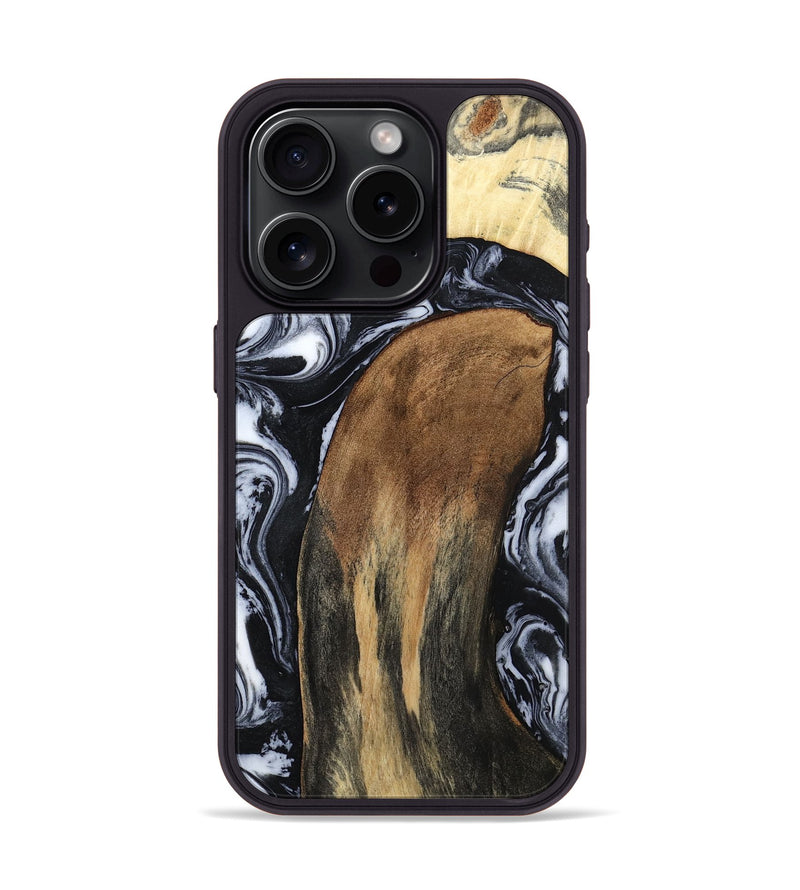 iPhone 15 Pro Wood Phone Case - Iona (Black & White, 784440)