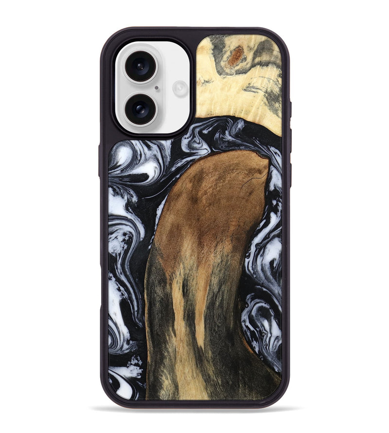 iPhone 16 Plus Wood Phone Case - Iona (Black & White, 784440)
