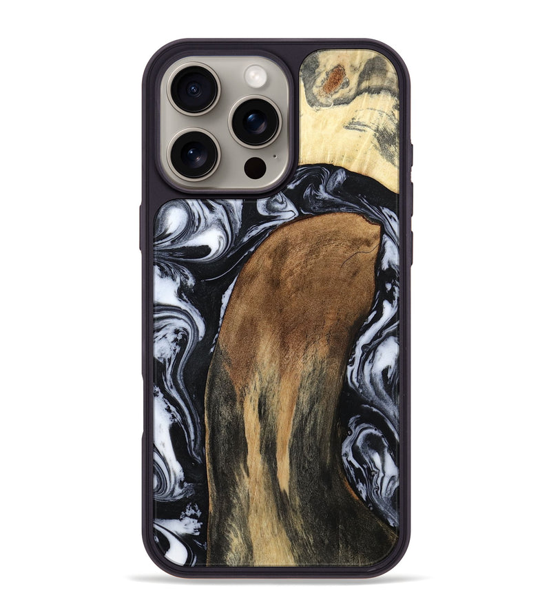 iPhone 16 Pro Max Wood Phone Case - Iona (Black & White, 784440)