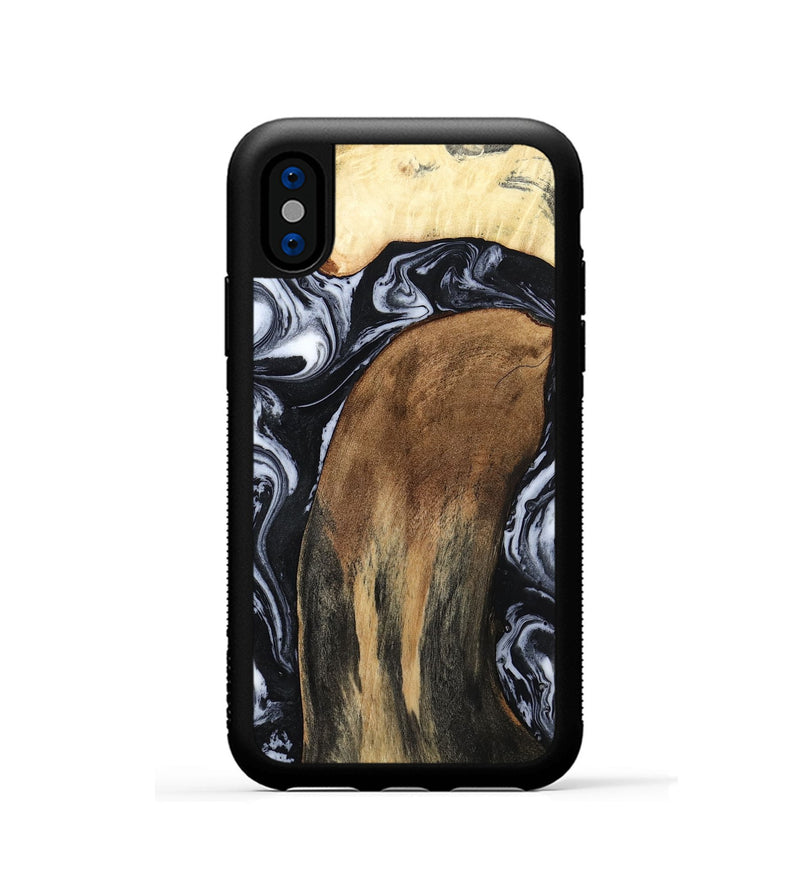 iPhone Xs Wood Phone Case - Iona (Black & White, 784440)