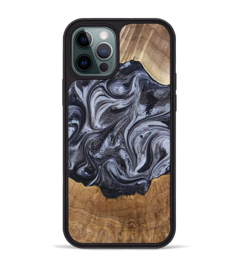 iPhone 12 Pro Max Wood Phone Case - Clifton (Black & White, 784447)