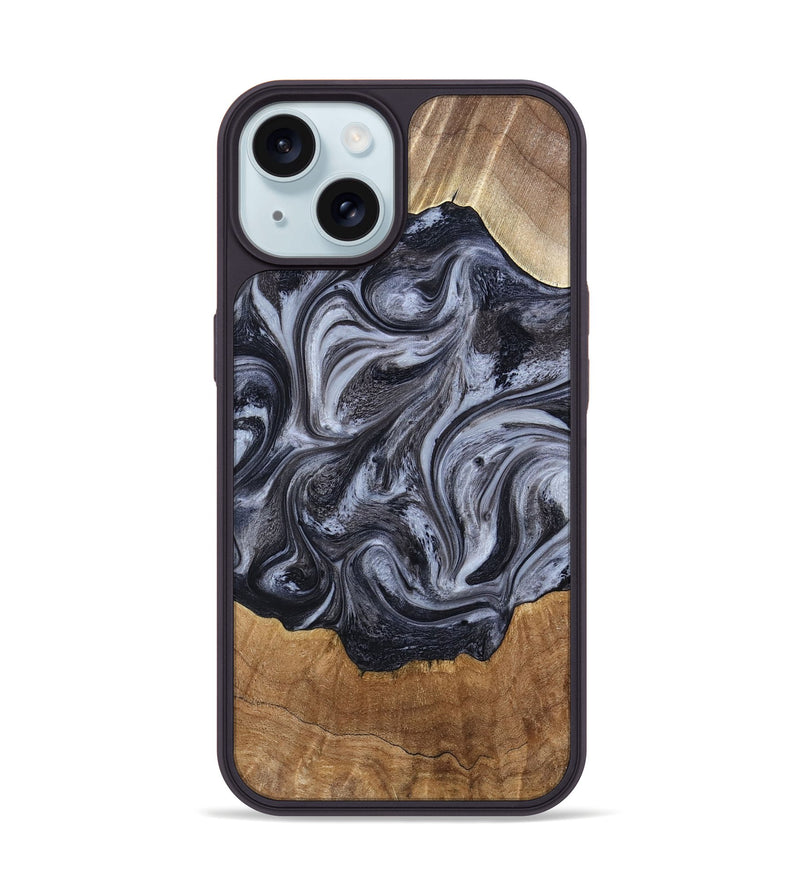 iPhone 15 Wood Phone Case - Clifton (Black & White, 784447)
