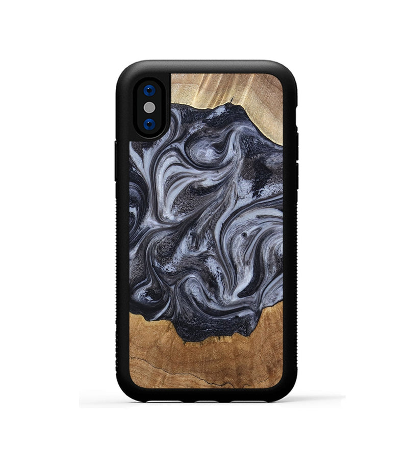 iPhone Xs Wood Phone Case - Clifton (Black & White, 784447)