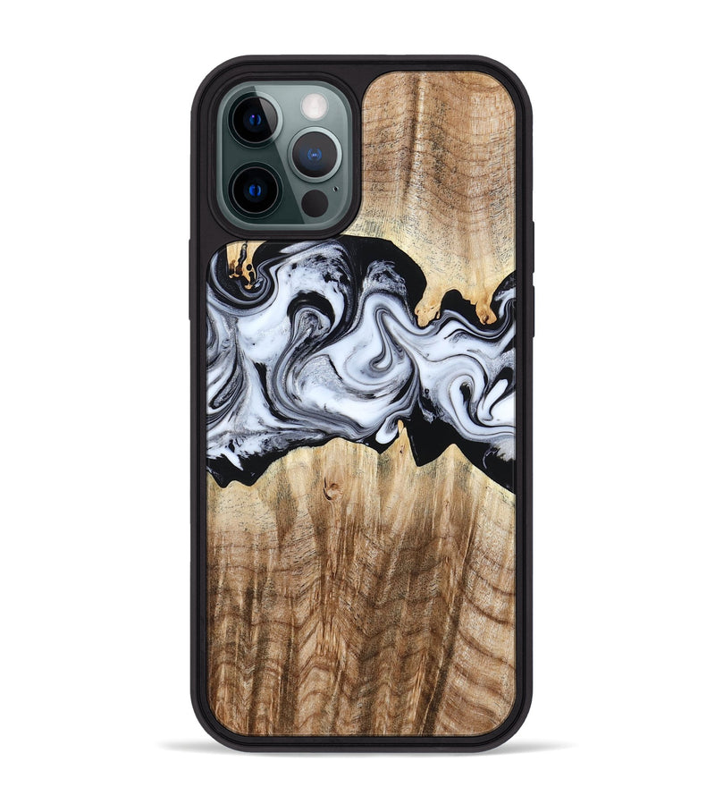 iPhone 12 Pro Max Wood Phone Case - Lorenzo (Black & White, 784455)