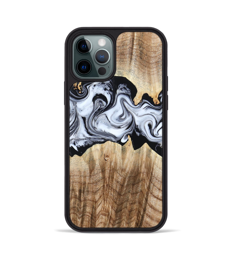 iPhone 12 Pro Wood Phone Case - Lorenzo (Black & White, 784455)