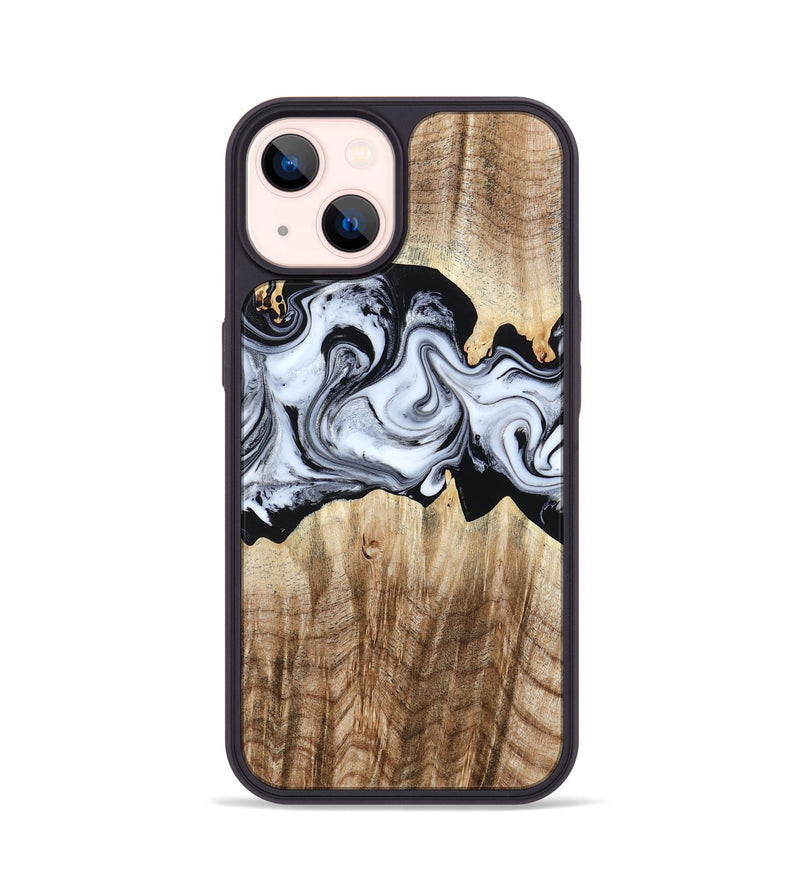 iPhone 14 Wood Phone Case - Lorenzo (Black & White, 784455)