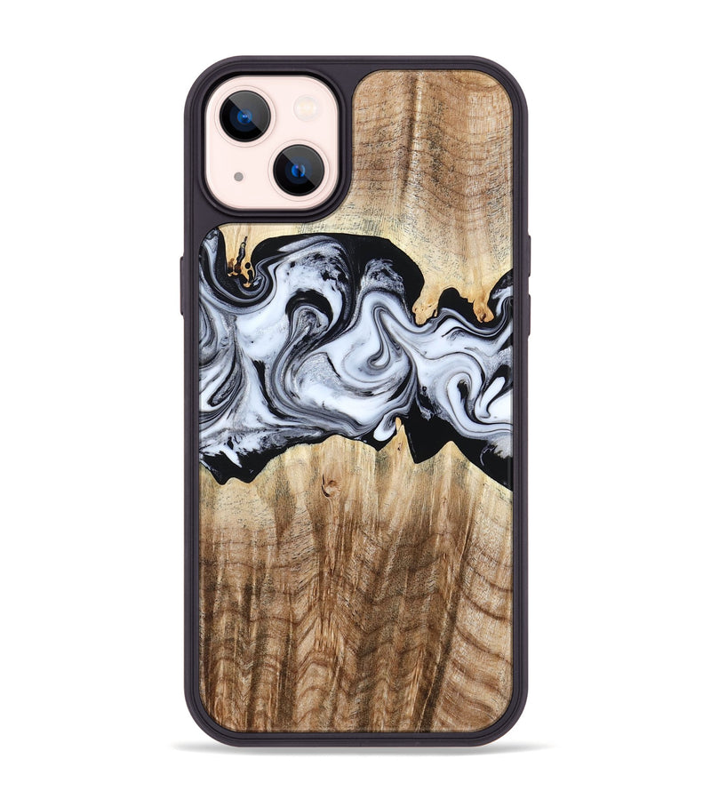 iPhone 14 Plus Wood Phone Case - Lorenzo (Black & White, 784455)