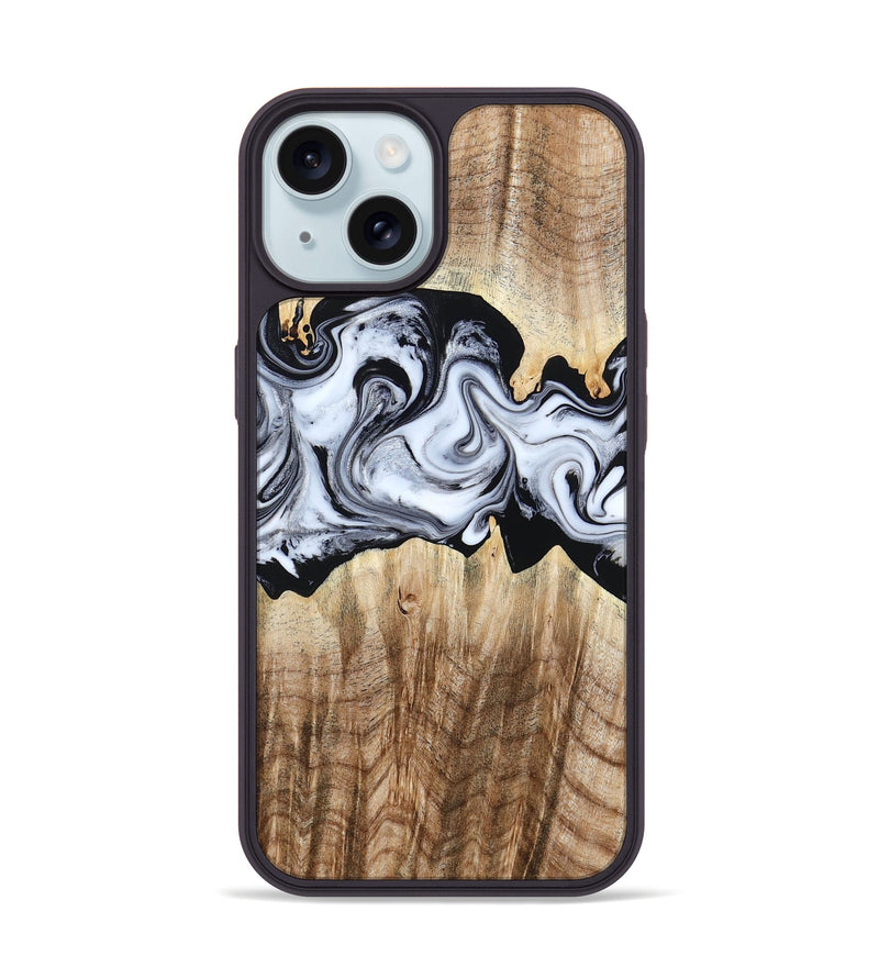 iPhone 15 Wood Phone Case - Lorenzo (Black & White, 784455)